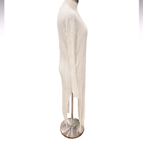 FREE PEOPLE SKINNY MINI RIBBED OFF WHITE CARDIGAN SIZE S - Picture 4 of 7